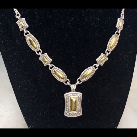 Brighton Two Tone  Chunky Ornate Link reversible Necklace - Picture 1 of 13